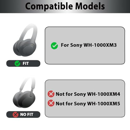 Adhiper XM3 Replacement Ear Pads for Sony WH-1000XM3 Headphones - Black | Soft Protein Leather & High-Density Memory Foam Earpads for Sony WH1000XM3, with Buckle & Install Tool, Easy to Install