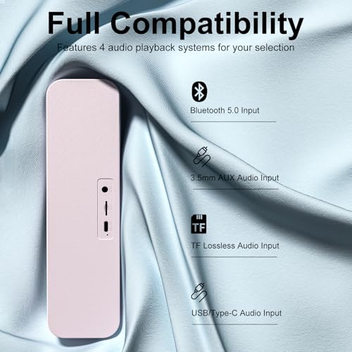 Computer Speaker for Desktop,Rechargeable PC Speaker,Small Computer Soundbar with Stereo & Bass,3.5mm Aux-in,Bluetooth,TF Port,Loud Volume for Web Conferences,Teacher,Music (Pink) - color: Pink