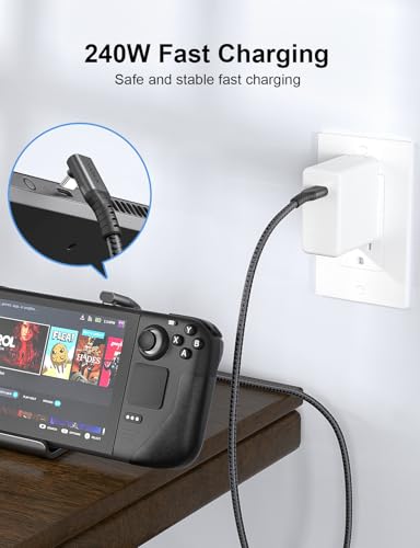XAOSUN Right Angle USB 4 Cable for 90 Degree Thunderbolt 4 Cable Grey 3.3FT | 40Gbps Data Transfer, PD3.1 QC5.0 240W Fast Charging, 8K@60Hz Video Cable, for MacBook Air Pro, iPad, iPhone 17, Monitor, SSD - size: 3.3FT
