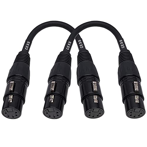 CNCESS XLR 5-Pin Female to Female Patch Cable, 6 in, 2-Pack