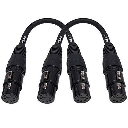 CNCESS XLR 5-Pin Female to Female Patch Cable, 6 in, 2-Pack