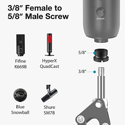 InnoGear Mic Stand Desk with Cable Management & 8 Pieces Mic Stand Adapter for Microphone Stand Boom Arm Mic Clip Shock Mount Camera Tripod Webcam