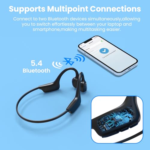 Open-Ear Bluetooth Bone Conduction Sport Headphones Sweat Resistant Wireless Earphones Open Ear Earbuds Wireless Bluetooth Headset with Mic for Fitness Workouts Running,Built-in Mic,with Hair Band - color: BLACK