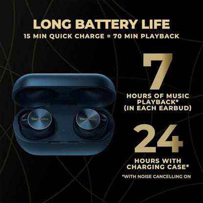 Panasonic Technics Hi-Fi True Wireless Earbuds, EAH-AZ80-A, Midnight Blue - color: Midnight Blue