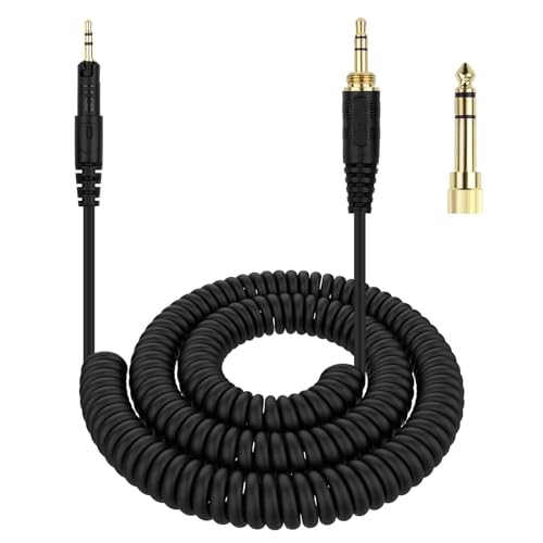 ATH-M50x Audio Cable Replacement Coiled Aux Cord Compatible with Audio Technica ATH-M50x / ATH-M40x / ATH-M70x / ATH-M60X Headphones, with 6.35mm(1/4") Adapter
