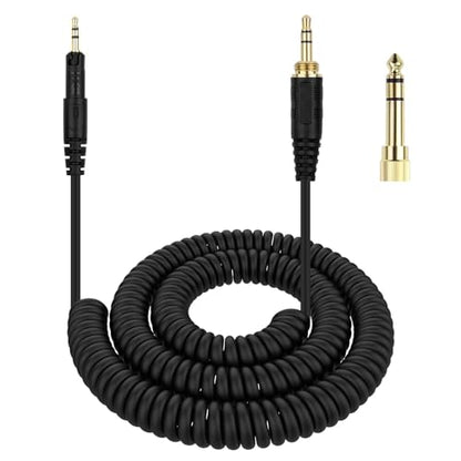 ATH-M50x Audio Cable Replacement Coiled Aux Cord Compatible with Audio Technica ATH-M50x / ATH-M40x / ATH-M70x / ATH-M60X Headphones, with 6.35mm(1/4") Adapter