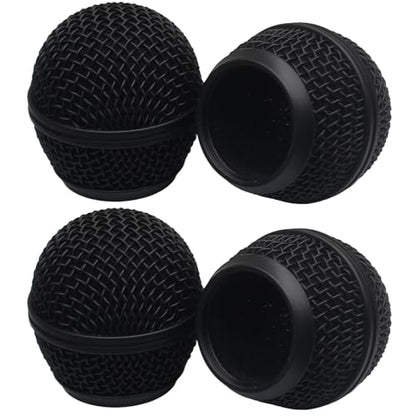 Black Microphone Ball Head, 4PCS | Replacement Steel Mesh Grille Heads, Inner Foam Included, Compatible with SM58 SM58S SM58LC, Compatible with BETA58 BETA58A - color: black