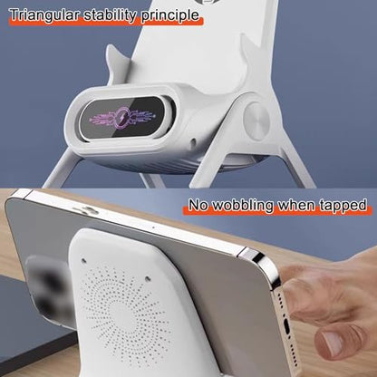 Wireless Charger Stand with Sound Amplifier, Wireless Charging Station 15W Fast Charging Dock, Multi-Device Magnetic Heads, Stable Triangular Design(Color:White) - color: White