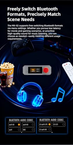 XDUOO MX-02 HD Bluetooth Audio Transmitter Bluetooth 5.4 USB/Optical/COAXIAL LE Audio 24bit/192kHz