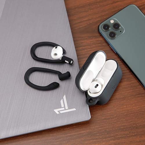WC HookZ - Patented Upgraded Over Ear Hooks for AirPods Pro 1, 2 & AirPods 1, 2 & 3- Two Size Pairs Included in Package, Unique Left & Right Hook, Made by Wicked Cushions | Pitch Black - color: Black