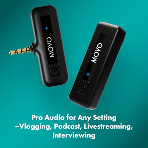 Movo Wireless Mini Camera Microphone for Video Recording- 2.4Ghz Wireless Transmitter with Clip on Lavalier Microphone for DSLR, Mirrorless Camera- Compact Lapel Mic (164FT Range, 10-Hr Battery Life) - style: 1 Transmitter