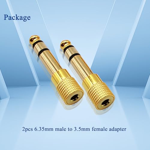6.35MM Male to 3.5MM Female Adapter 1/4 to 1/8 Audio Adapter for Guitar Headphone 2pcs