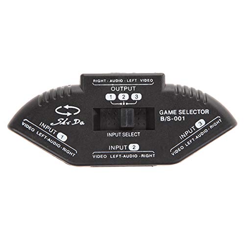 Male to Male M M RCA Cable 3-Way Audio Video AV RCA Black Switch Selector Box Splitter with 3RCA Cable for Xbox DVD PS2