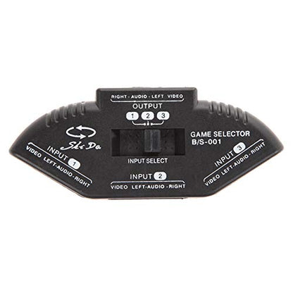 Male to Male M M RCA Cable 3-Way Audio Video AV RCA Black Switch Selector Box Splitter with 3RCA Cable for Xbox DVD PS2