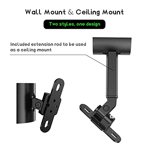 Wall and Ceiling Mount for Bose 161, 151 SE Environmental Speakers, Multiple Tilt & Swivel Adjustable Mounting Bracket Compatible with Bose Model 100 Speakers, Single Black - color: Black