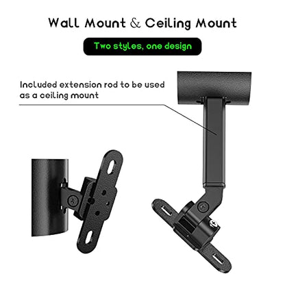 Wall and Ceiling Mount for Bose 161, 151 SE Environmental Speakers, Multiple Tilt & Swivel Adjustable Mounting Bracket Compatible with Bose Model 100 Speakers, Single Black - color: Black