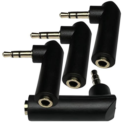 CESS 3.5mm Right Angle Male to Female Stereo Adapter, 4 Pack