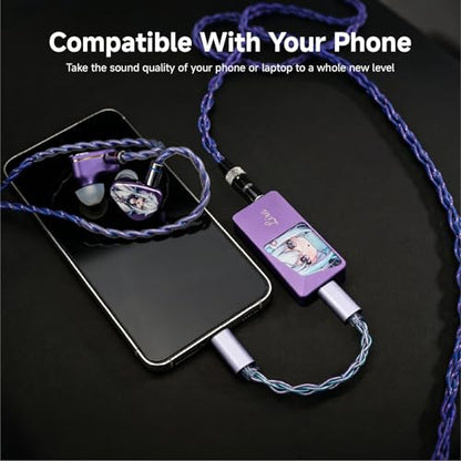 CVJ Lila USB C Headphone Amp DAC Dongle 3.5mm Jack Audio Portable Amplifier | Dual Output DSD 256, 4.4mm Balanced, High Res 32bit/384kHz, ES9039Q2M Chip for iPhone 15 Pro Max Plus iPad Android Phone - color: Purple