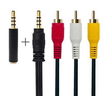QiCheng&LYS 3.5 mm to RCA AV Camcorder Video Cable,3.5mm Male to 3RCA Male Stereo Audio Video AUX Cable for Smartphones,MP3, Tablets,Speakers,Home Theater - 3.5mm Straight 1m - size: 3.5mm Straight 1.0m