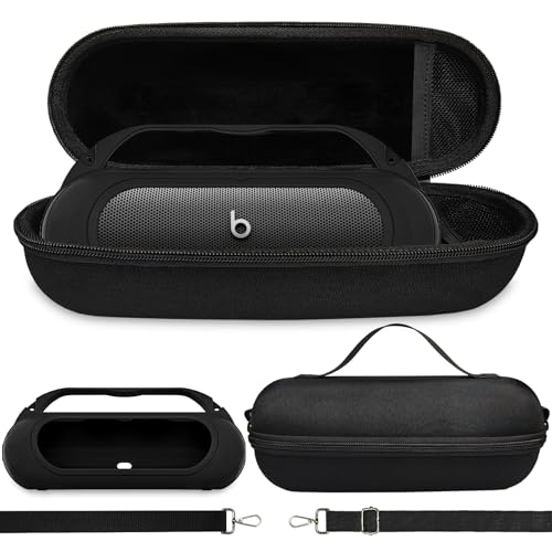 Silicone Cover and Hard Carrying Case for Beats Pill 2024 Bluetooth Speaker | Protective Cover Case for Beats Pill Speaker Accessories, Scratch-Resistant and Drop-Proof Cover (Black Case) - color: Black Case