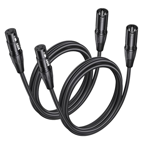 Aqdocvf 2-Pack Premium XLR Cable - 6ft, Male to Female Microphone Cable | Oxygen-Free Copper (OFC) Mic Cord for Speaker Podcast Audio Mixer DMX Effector Amplifier Sound Card, Black - size: 6 Feet