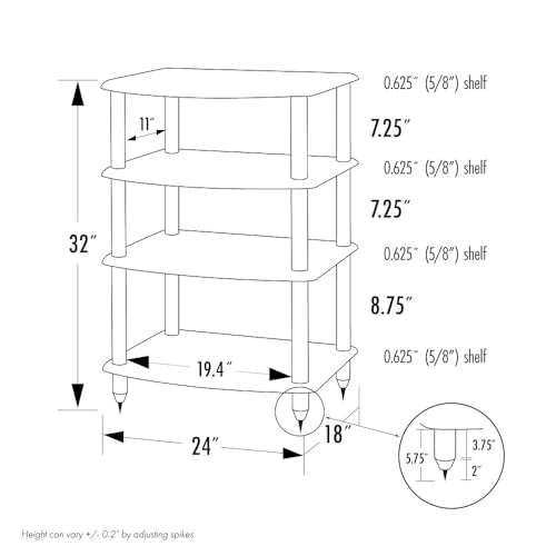 Pangea Audio Vulcan Four Shelf Audio Rack, Media Stand, and Components Cabinet 4 Shelf Espresso - color: 4 Shelf Espresso