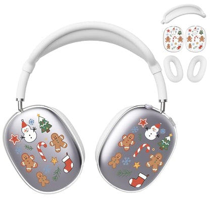 for AirPods Max Headphones Christmas Ear Covers for AirPods Max 2 | Gingerbread Man Clear Ear Cups Cover | White Silicone Ear Pad Case Headband Cover for Apple AirPods Max 2/1 (2026/2024/2020) - color: Gingerbread Man A/White