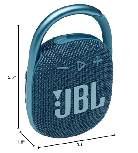 JBL Clip 4 - Portable Mini Bluetooth Speaker, big audio and punchy bass, integrated carabiner, IP67 waterproof and dustproof, 10 hours of playtime, speaker for home, outdoor and travel (Blue) - color: Blue