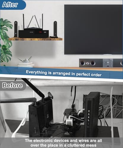 Wall-Mounted Projector Shelf, Wooden Media Holder Holds Up to 24 lbs, Floating Entertainment Shelves Furniture for Cable Box, WiFi Router, TV Box, Game Console, DVD Player, Black - color: Black