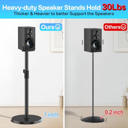Heavy-Duty Speaker Stands Pair for Sony Speaker Stands SS-CS5/SS-CS5M2/SS-CS8/SA-Z9R with Soundbar Mounts, Adjustable Dual Side Fits for 5–11" Surround Sound Speakers WR Cable Management