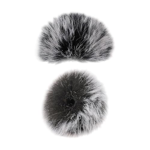 GSHLLO 2 Pcs Furry Lavalier Microphone Cover Lapel Microphone Wind Muff Small Fur Mic Wind Screen Soft Mic Protection Cover Dead Cat Mic Windscreen Plush Mic Windshield