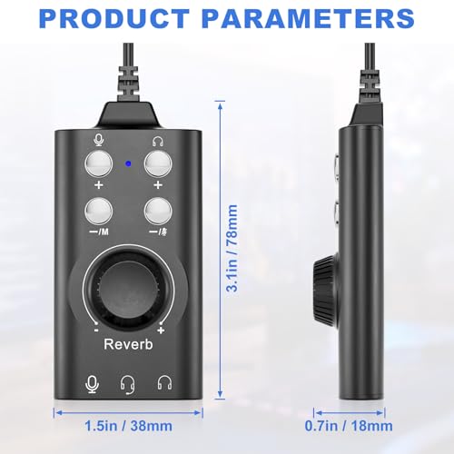 Facmogu Voice Changer with Multi Sound Effects, Portable USB 3.0/ Type-C to 3.5mm Jack Game Voice Changer, Virtual 7.1 Surround Sound Voice Disguiser Device for PS4/ PS5/ Windows、MacOS PC/Laptop/Phone