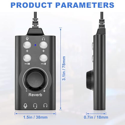 Facmogu Voice Changer with Multi Sound Effects, Portable USB 3.0/ Type-C to 3.5mm Jack Game Voice Changer, Virtual 7.1 Surround Sound Voice Disguiser Device for PS4/ PS5/ Windows、MacOS PC/Laptop/Phone