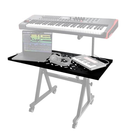 Rockville KS2 Shelf for Z-Stand or X-Stand DJ Table, 150 lbs Capacity, Ventilation Holes, Foam Padding, Perfect for DJs and Musicians | 150 lb Capacity, Heavy-Duty Steel, Black Powder Coated, 39.5" x 18.6" Surface, Ventilation Holes, Universal Fit, Portab