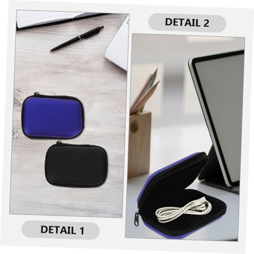 STOBOK 2pcs Portable Cable Organizer Case Compact Earphone Storage Bags for Travel Zipper Design Protective Small Headphone Holder for Office Home Outdoor Use