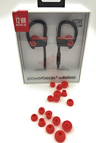 Red Replacement Earbud Tips for Beats Powerbeats3 Wireless Stereo Headphones - Small, Medium, Large, and Double Flange (Red) - color: Red