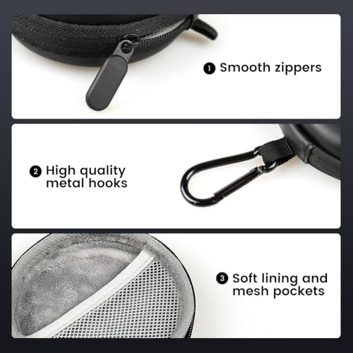 Circular Earbud Case Wired Earphone Case Holder Hard EVA Small Zipper Pouch Compatible with in Ear Monitor, KZ ZS10 PRO IEM, Shure SE215-CL, Sennheiser IE 200 IE 300, CCZ Melody, EarPods