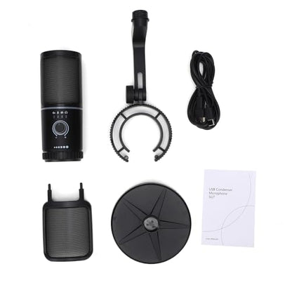 Docooler USB Condenser Dynamic Microphone with ENC Noise Reduction Quick Mute RGB Lighting Volume Gaming Microphone Control for Laptop Desktop PC Gaming Live Streaming Recording