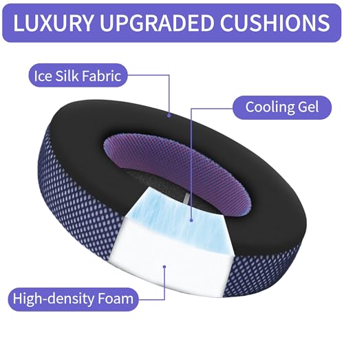 Upgraded Replacement Ear Pads for Bose 700 Noise Cancelling (NC700) - Cooling Gel Replacement Ear Pads, Ice Silk Fabric Memory Foam, Added Thickness, Extra Durable Ear Cushions–Black/Purple - color: Black/Purple