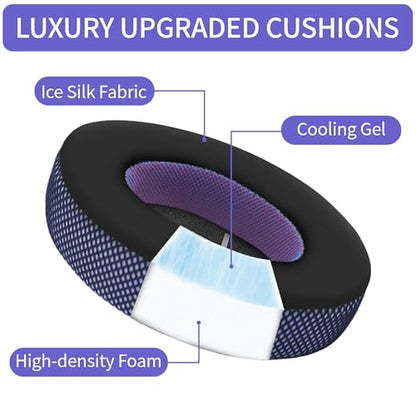 Upgraded Replacement Ear Pads for Bose 700 Noise Cancelling (NC700) - Cooling Gel Replacement Ear Pads, Ice Silk Fabric Memory Foam, Added Thickness, Extra Durable Ear Cushions–Black/Purple - color: Black/Purple