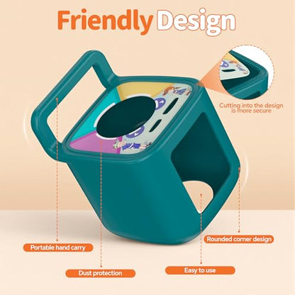 Silicone Protective Cover for Toniebox 2 Audio Player, Shockproof Anti Slip Silicone Case with Handle, Soft Easy Grip Cover, Easy to Clean Durable Sleeve (Tropical Teal) - color: Tropical Teal