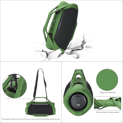 Protective Case w/Handle Strap Compatible with JBL Xtreme 5 Portable Waterproof Speaker, Carrying Silicone Skin Travel Cover Accessories for JBL Xtreme 5, for Outdoors and Work, Green