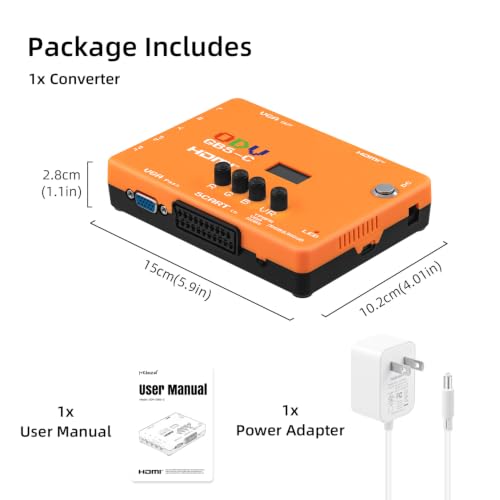 Mcbazel ODV-GBS-C RGBS/SCART/YPbPr/VGA to HDMI/VGA Scan Converter for Retro Gaming Console with US Plug - NO AV/Composite/RCA | VGA Max 60Hz