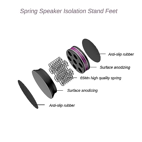 4px Spring Speaker Spike Pads, Isolation Stand Feet, Aluminum Non-Slip Speaker Floor Protectors, Sound Dampening Anti Vibration Speaker Base Pad for HiFi Amplifier/DAC/Turntable/Player - color: Black