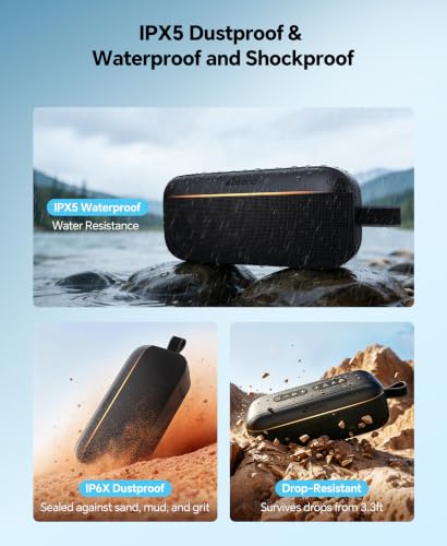Portable Bluetooth Speaker, 60W Max with BassBoost,Waterproof and Dustproof