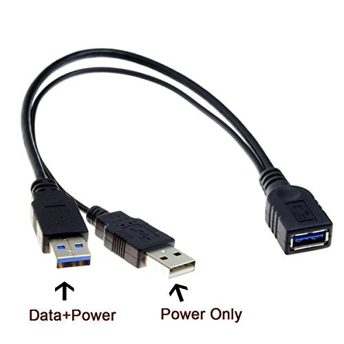 chenyang USB 3.0 Splitter Y Cable USB 1 Female to 2 Male Extra Power Data Extension Cable for 2.5" Mobile Hard Disk - color: USB 1 Female to 2 Male
