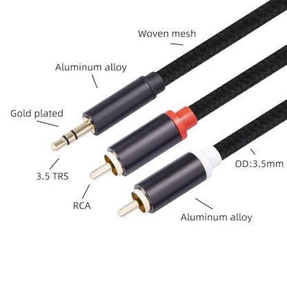 (16.5 FT / 1 Pack) 3.5mm to RCA Cable,3.5mm Male to 2RCA Male Audio Stereo Cable for Smartphones, MP3, Tablets, Speakers, HDTV - size: 16.5 FT