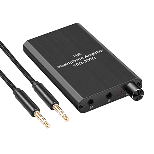 Portable Headphone Amplifier, 3.5mm Stereo Audio in/Out Support Volume Control with GAIN Switch for Switch/PS4/PS5/Mobile Phone/PC/MP3/MP4 /HD 650 Headphones ect.