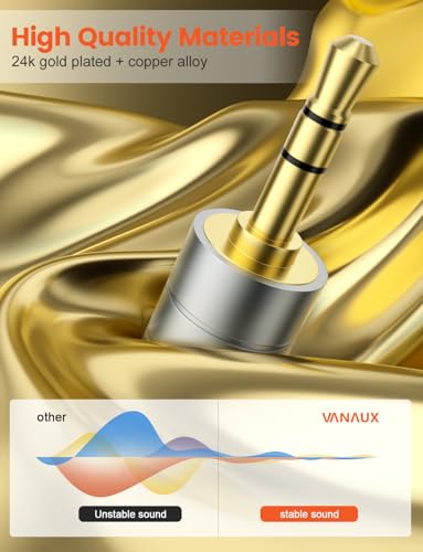 VANAUX 1/4'' to 3.5 mm Headphone Adapter 2PACK, 3.5 mm(1/8'') Plug Male to 6.35 mm (1/4'') Jack Female Stereo Adapter for Headphone, Guitar, Digital Piano, Speaker, Amplifier