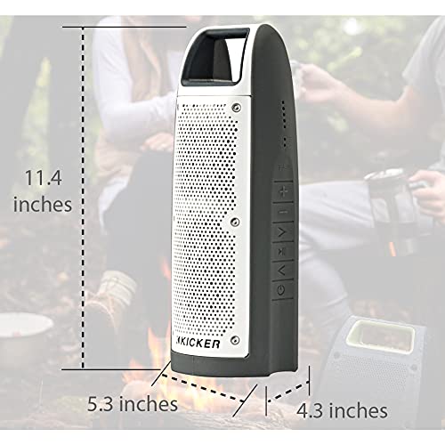 KICKER Bullfrog BF100 Bluetooth Portable Outdoor Speaker | 360° Sound Field | Waterproof Dustproof Casing IP67 Rating | Powerful 16 Watt AMP | 100 FT Wireless Range Gray